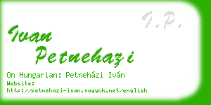 ivan petnehazi business card